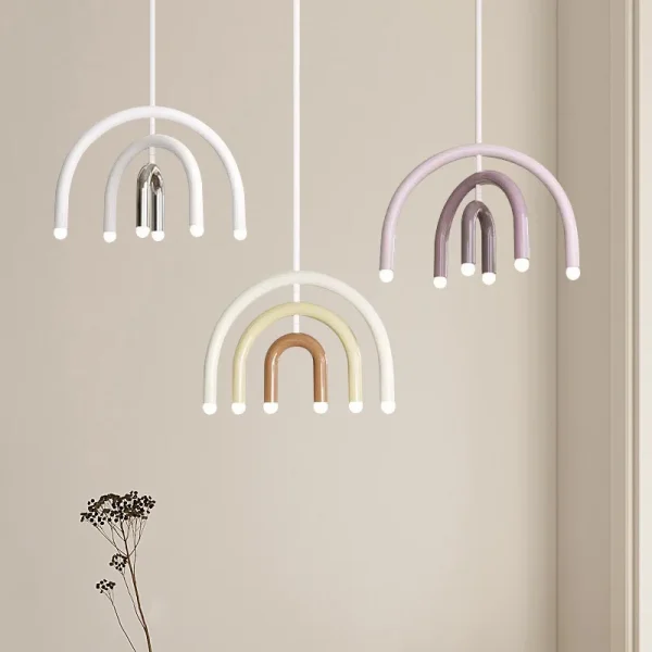 Rainbow Cream Style Modern Pendant Light for Dining Living Room Decor Led Lamp Colorful U-shaped Design Bedroom Fixtures - Image 2