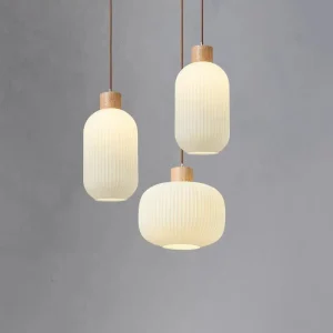 Japanese Style Wooden Restaurant Pendant Lamp Nordic Minimalist Cream Homestay Bar Counter Bedroom Headboard Glass Pendant Light