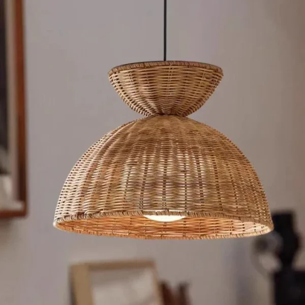Southeast Asian Semicircle Rattan Lamp Handmade Vintage Pendant Lights for Restaurants Hot Pot Dining Room Rural Pastoral Lamps - Image 2