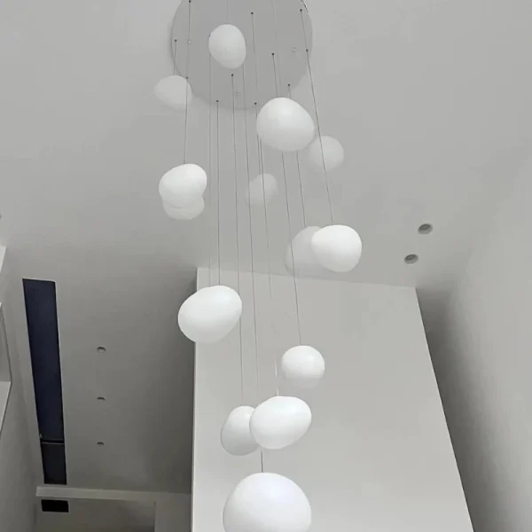Goose Egg Light Restaurant Nordic Cobblestone Modern Pendant Lamp Bedroom Bedside Bar Loft Hanging Lighting Spiral Stairs Home - Image 5