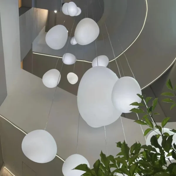 Goose Egg Light Restaurant Nordic Cobblestone Modern Pendant Lamp Bedroom Bedside Bar Loft Hanging Lighting Spiral Stairs Home - Image 4