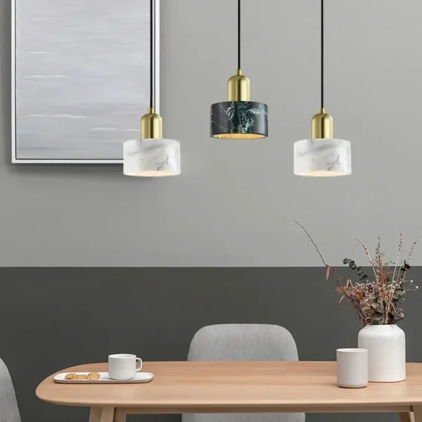Nordic LED Marble Pendant Light Simple Dining Room Lamp Marble Hanging Lights Bedside Hotel Bar Home Decor Stone Chandelier E27 - Image 3