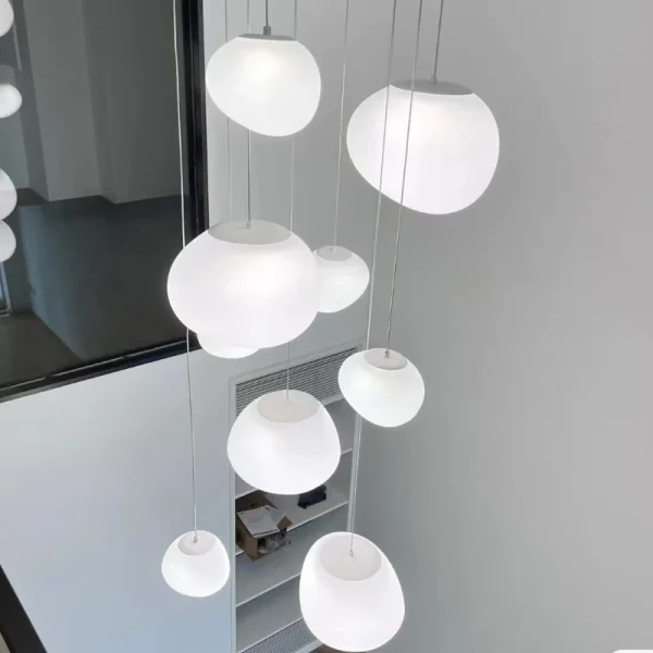 Goose Egg Light Restaurant Nordic Cobblestone Modern Pendant Lamp Bedroom Bedside Bar Loft Hanging Lighting Spiral Stairs Home - Image 2