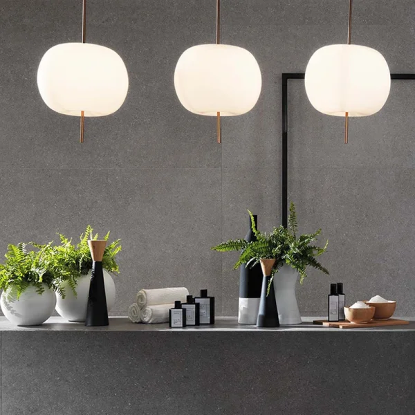 linear pendant light LED minimal Italian design KUSHI Suspension Light Living Room white Glass light kitchen bedside table light - Image 3