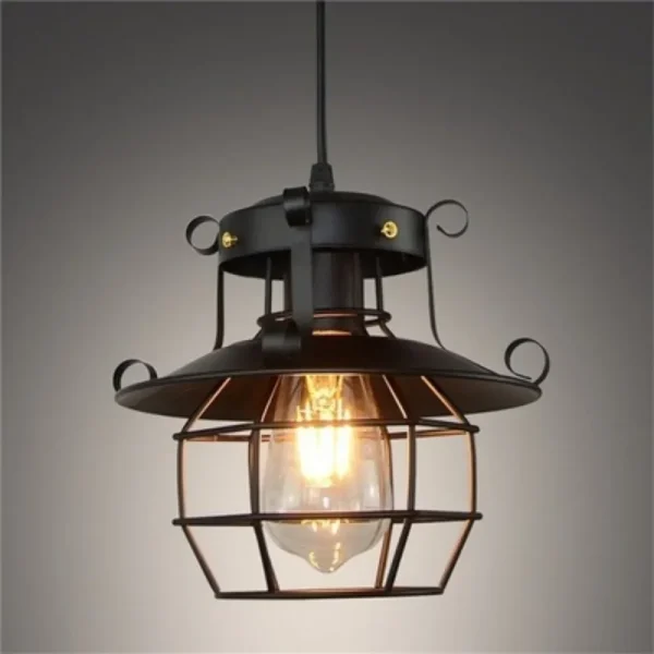 Creative Personality American Iron Pendant Lamp Restaurant Decoration Lamps Retro Industrial Wind Lantern Shape Antique Lighting - Image 3