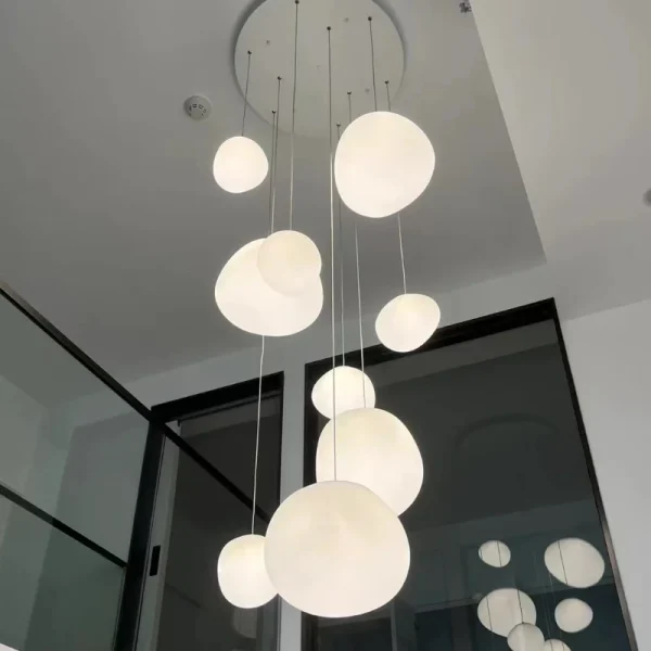 Goose Egg Light Restaurant Nordic Cobblestone Modern Pendant Lamp Bedroom Bedside Bar Loft Hanging Lighting Spiral Stairs Home
