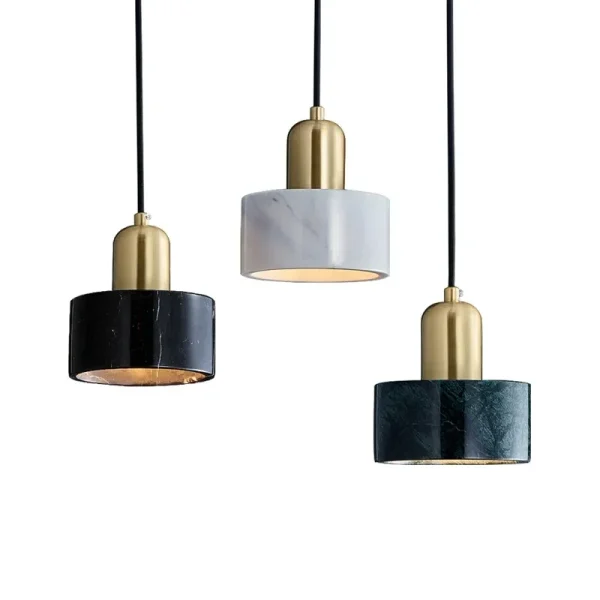 Nordic LED Marble Pendant Light Simple Dining Room Lamp Marble Hanging Lights Bedside Hotel Bar Home Decor Stone Chandelier E27 - Image 2