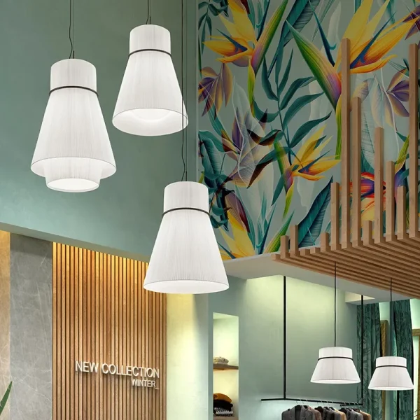 Fabric Pendant Light Minimalist Pendant Lights white lampshade for bedroom room Dining Room island light fixtures - Image 2